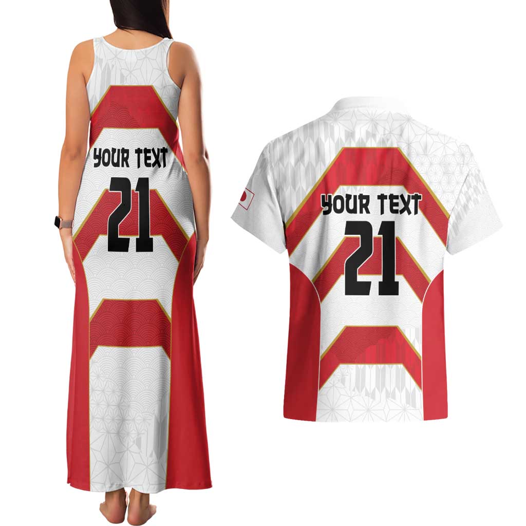 Japan Pacific Rugby 2022-23 Custom Couples Matching Tank Maxi Dress and Hawaiian Shirt Red Sakura Japanese Wave Pattern