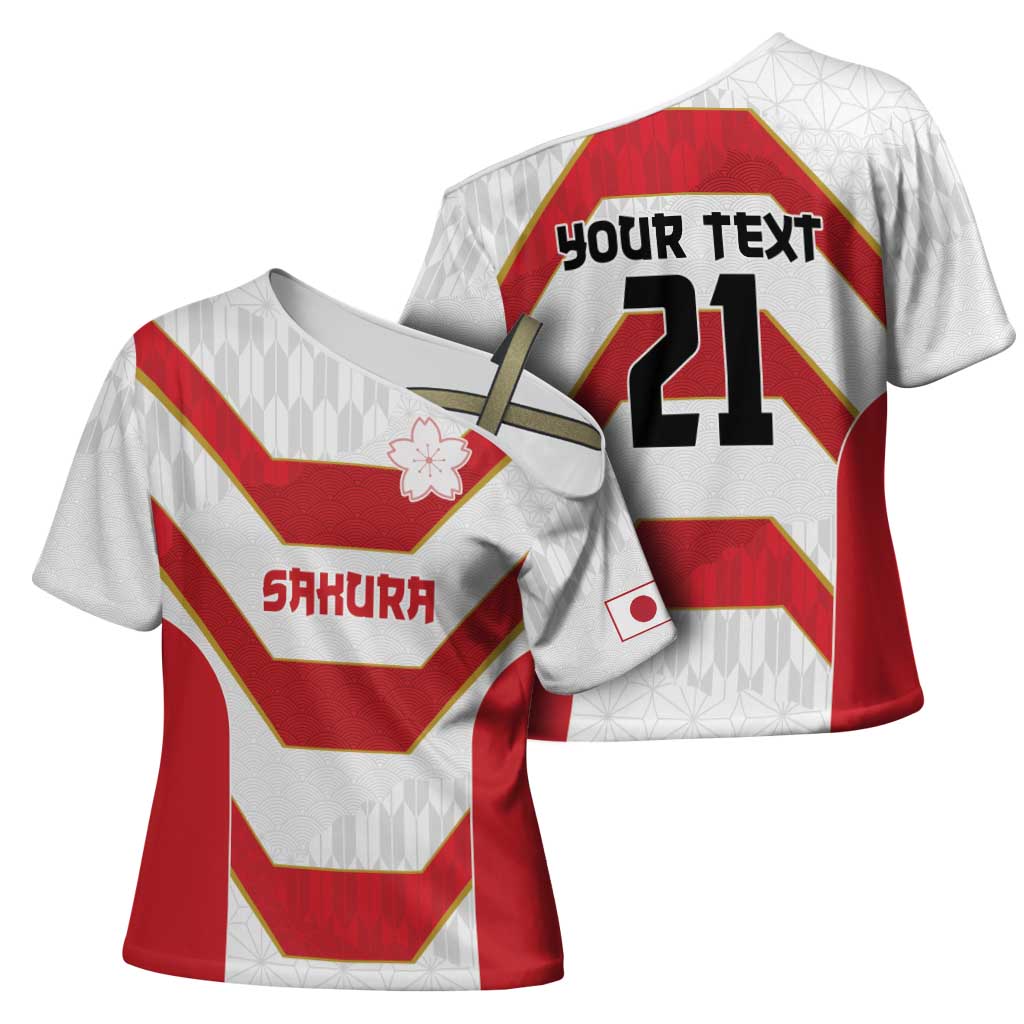 Japan Pacific Rugby 2022-23 Custom Cross Shoulder Shirt Red Sakura Japanese Wave Pattern - Polynesian Pride