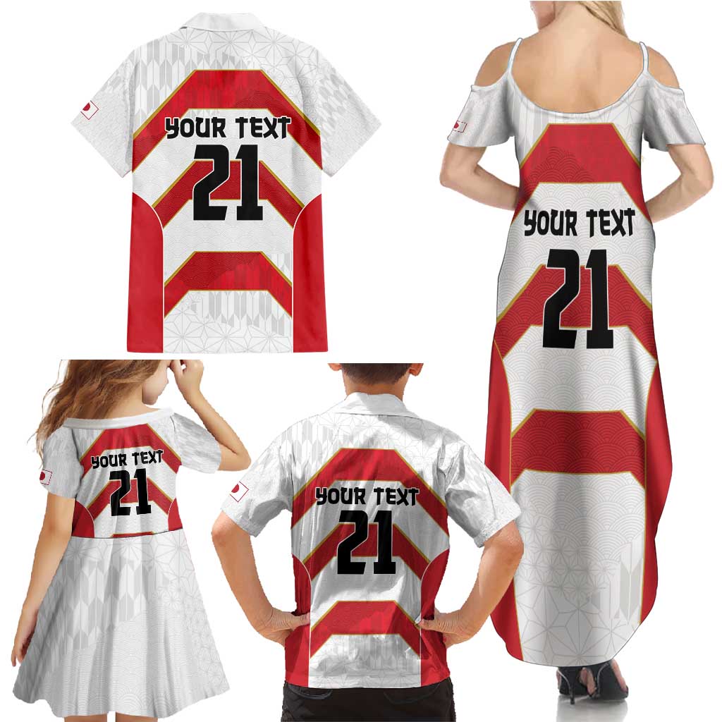 Japan Pacific Rugby 2022-23 Custom Family Matching Summer Maxi Dress and Hawaiian Shirt Red Sakura Japanese Wave Pattern