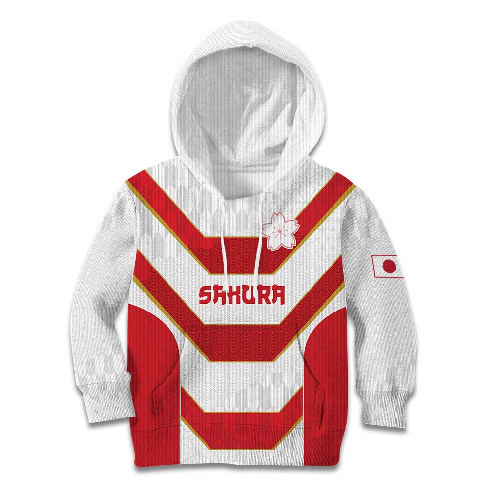 Japan Pacific Rugby 2022-23 Custom Kid Hoodie Red Sakura Japanese Wave Pattern