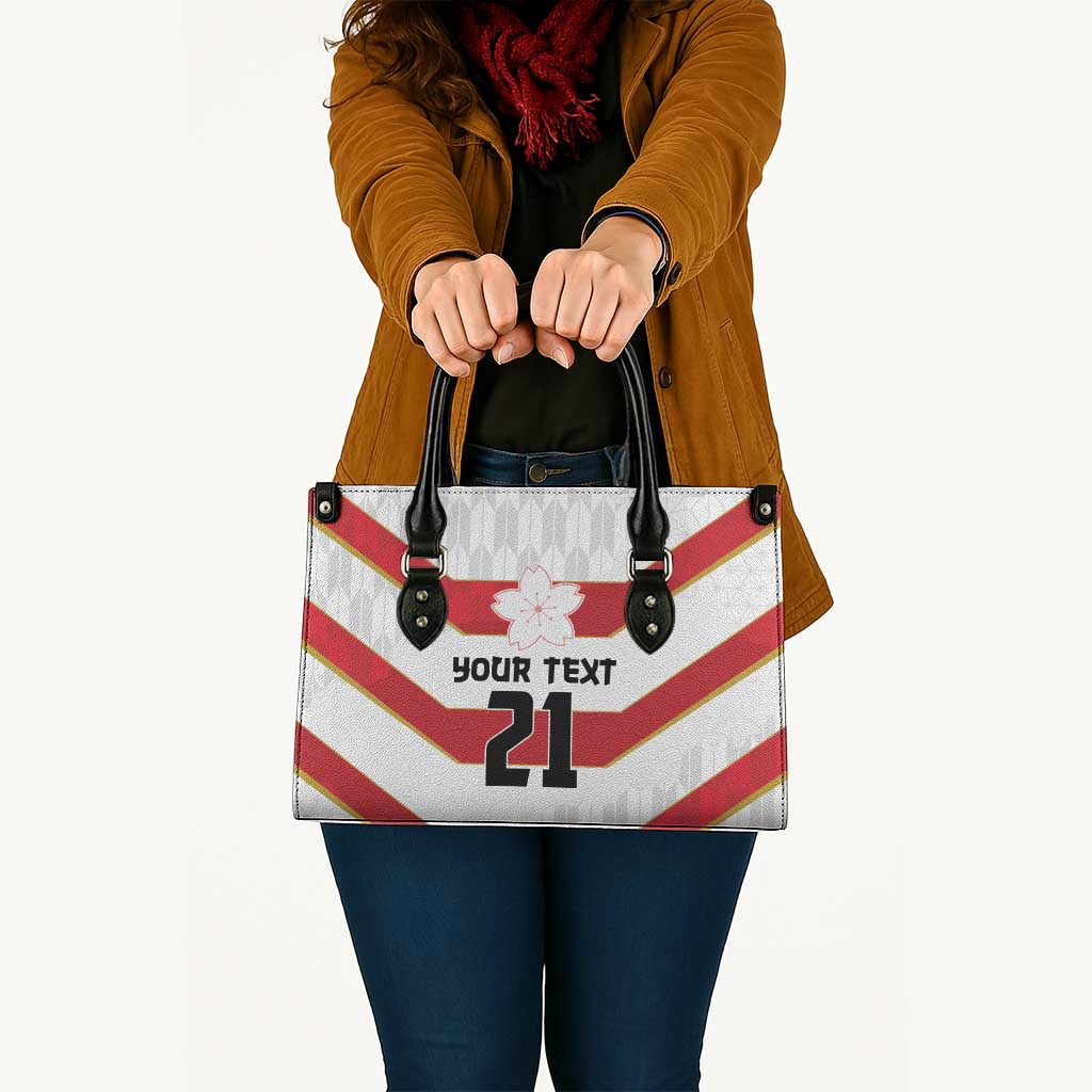 Japan Pacific Rugby 2022-23 Custom Leather Bag Red Sakura Japanese Wave Pattern - Polynesian Pride