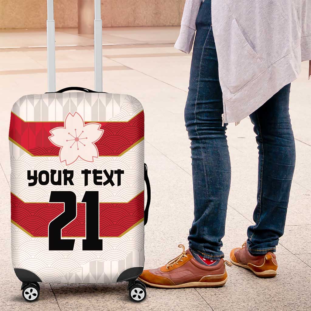Japan Pacific Rugby 2022-23 Custom Luggage Cover Red Sakura Japanese Wave Pattern