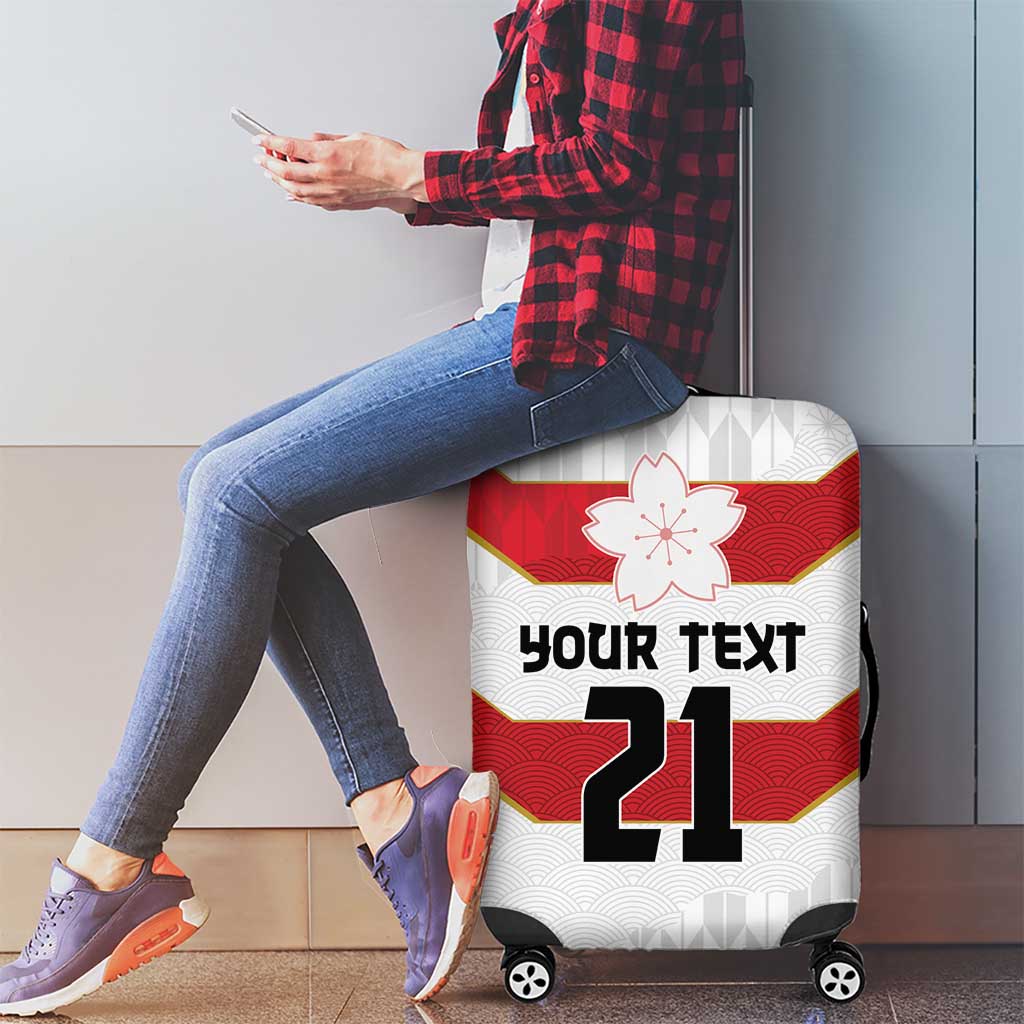 Japan Pacific Rugby 2022-23 Custom Luggage Cover Red Sakura Japanese Wave Pattern