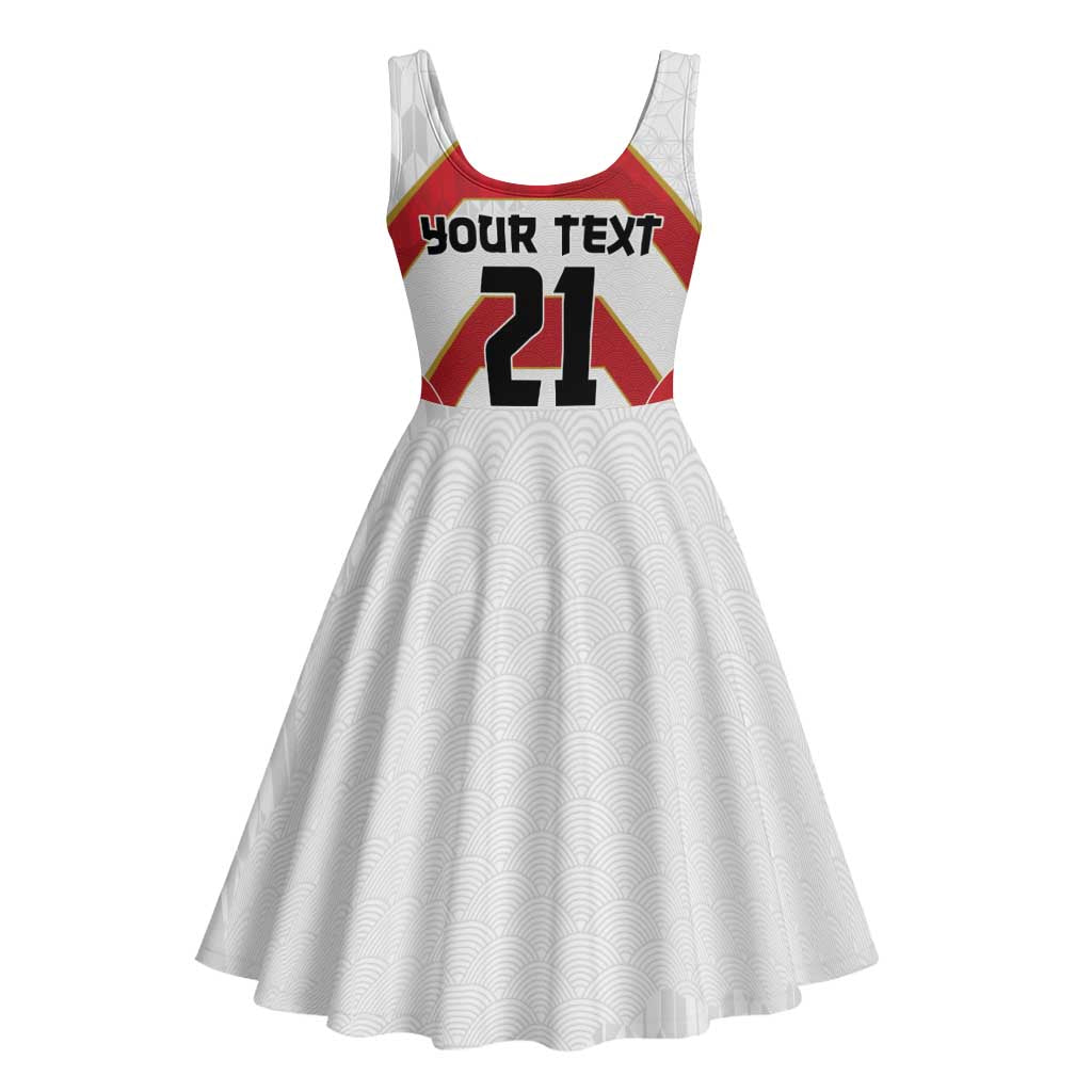 Japan Pacific Rugby 2022-23 Custom Midi Dress Red Sakura Japanese Wave Pattern - Polynesian Pride