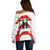 Japan Pacific Rugby 2022-23 Custom Off Shoulder Sweater Red Sakura Japanese Wave Pattern