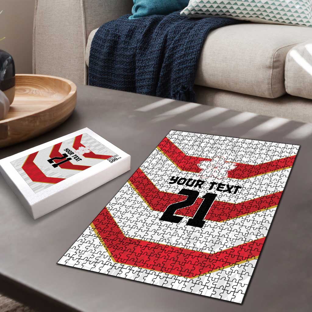 Japan Pacific Rugby 2022-23 Custom Puzzle Red Sakura Japanese Wave Pattern - Polynesian Pride
