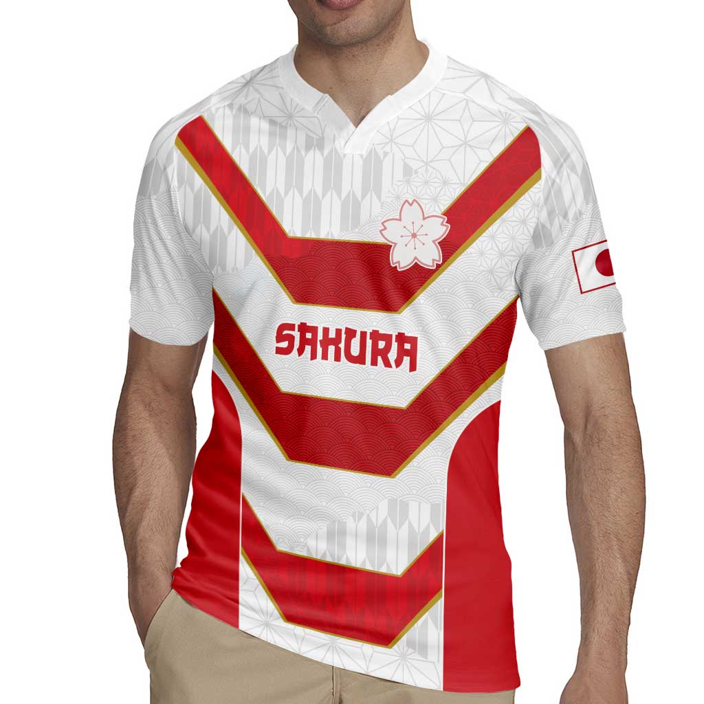 Japan Pacific Rugby 2022-23 Custom Rugby Jersey Red Sakura Japanese Wave Pattern