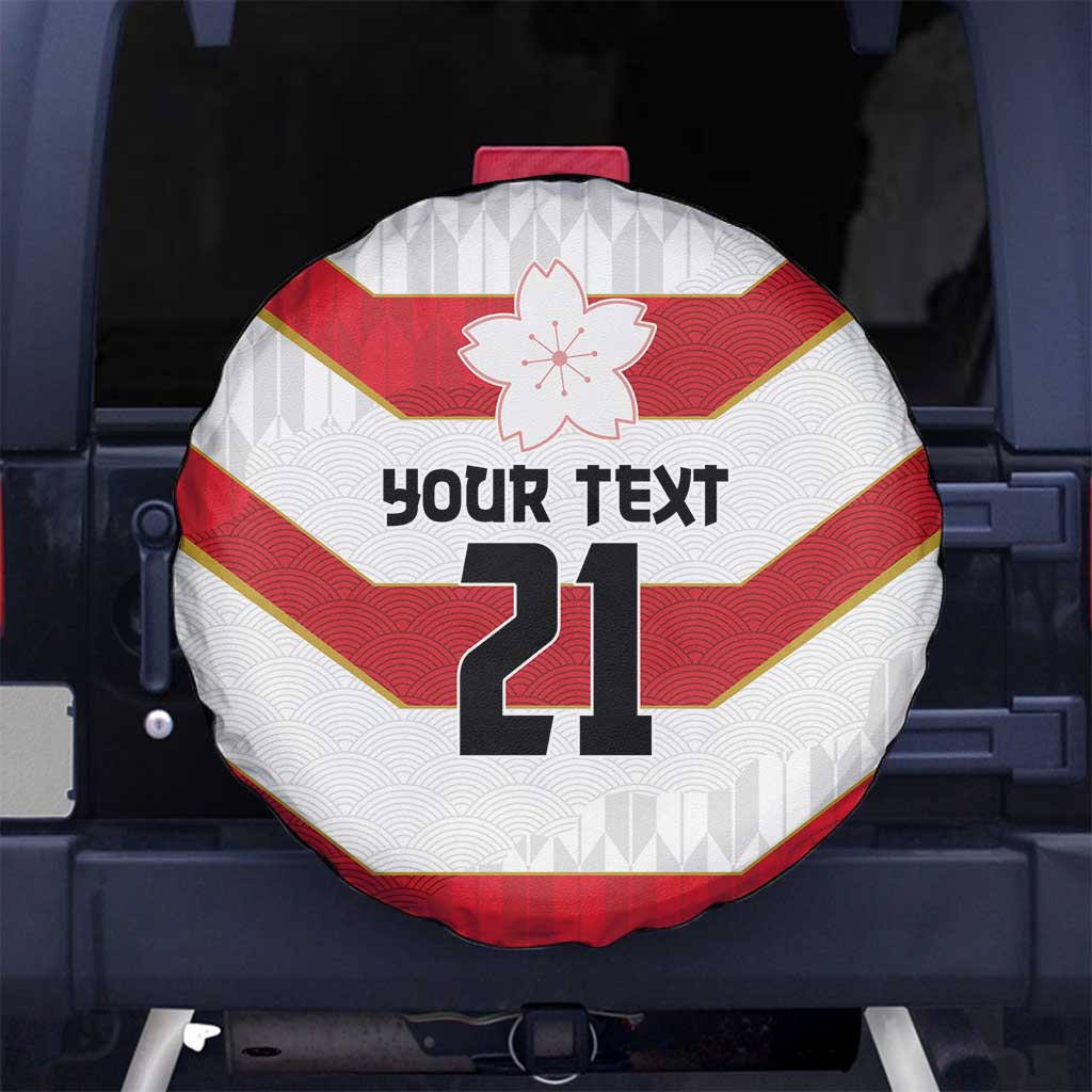 Japan Pacific Rugby 2022-23 Custom Spare Tire Cover Red Sakura Japanese Wave Pattern