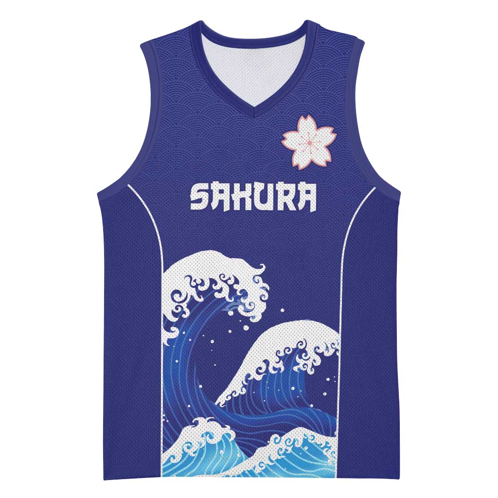 Japan Pacific Rugby Custom Basketball Jersey Go Sakura Japanese Wave Pattern - Polynesian Pride
