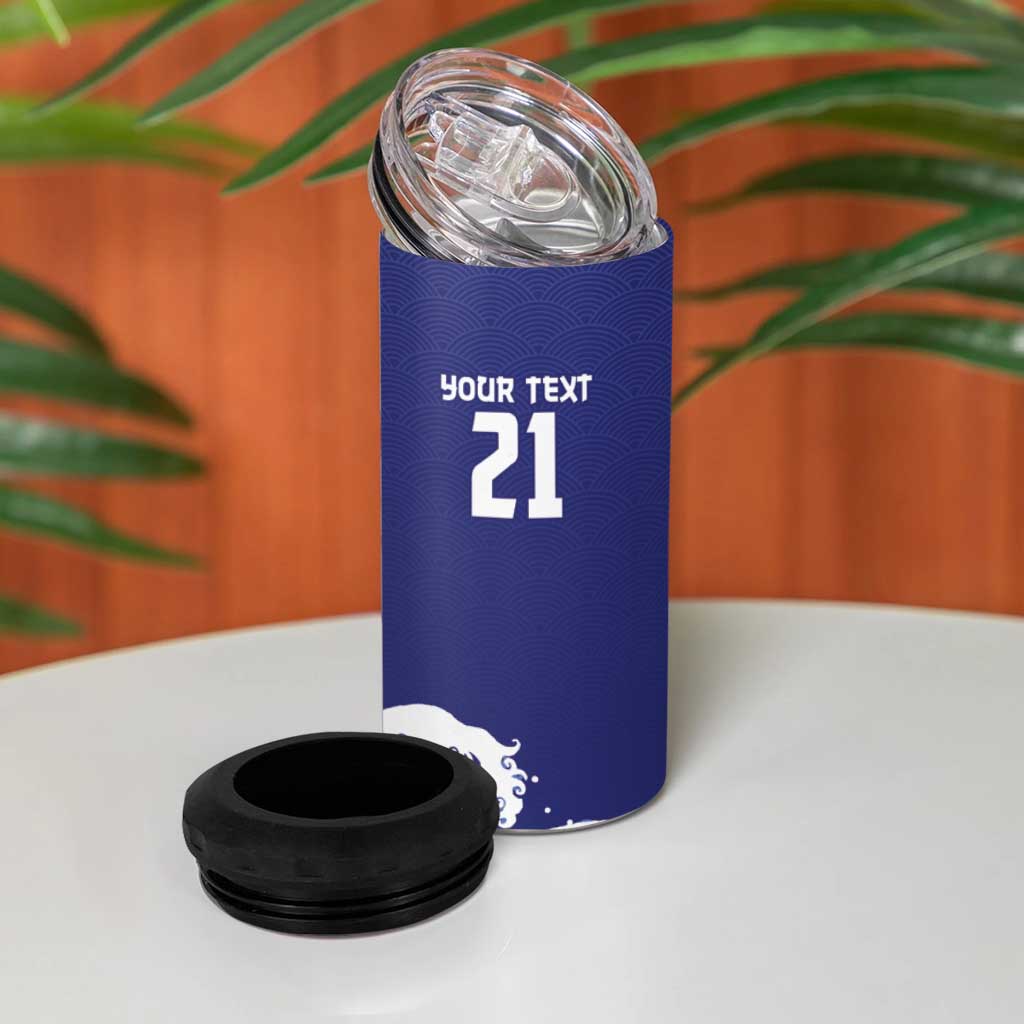 Japan Pacific Rugby Custom 4 in 1 Can Cooler Tumbler Go Sakura Japanese Wave Pattern