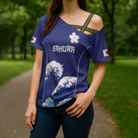 Japan Pacific Rugby Custom Cross Shoulder Shirt Go Sakura Japanese Wave Pattern - Polynesian Pride