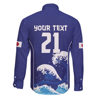 Japan Pacific Rugby Custom Family Matching Long Sleeve Bodycon Dress and Hawaiian Shirt Go Sakura Japanese Wave Pattern
