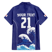 Japan Pacific Rugby Custom Family Matching Off Shoulder Short Dress and Hawaiian Shirt Go Sakura Japanese Wave Pattern