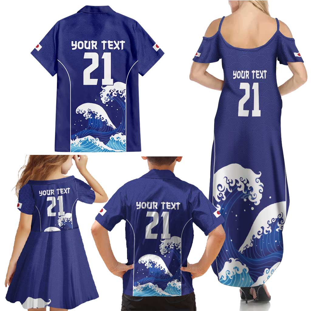 Japan Pacific Rugby Custom Family Matching Summer Maxi Dress and Hawaiian Shirt Go Sakura Japanese Wave Pattern