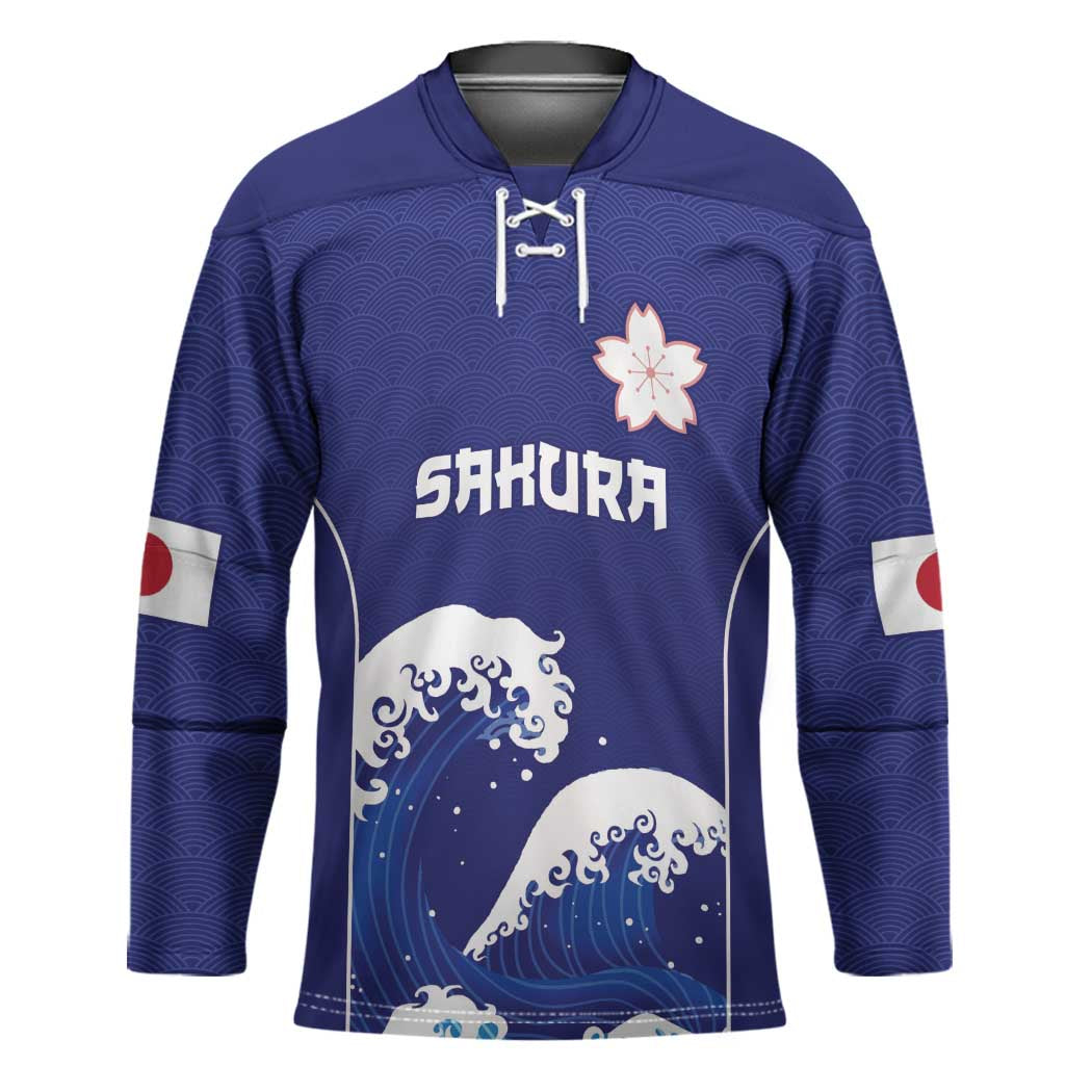 Japan Pacific Rugby Custom Hockey Jersey Go Sakura Japanese Wave Pattern - Polynesian Pride