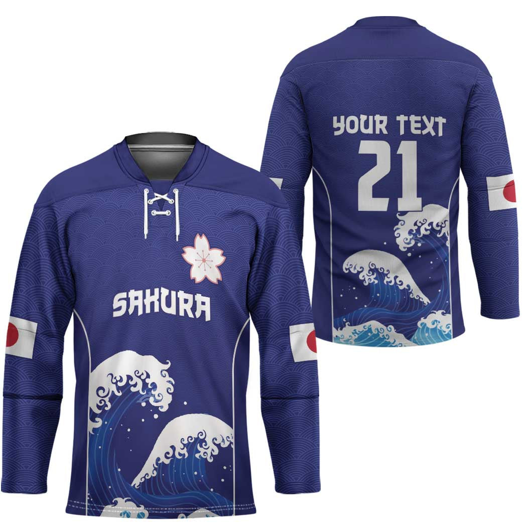 Japan Pacific Rugby Custom Hockey Jersey Go Sakura Japanese Wave Pattern - Polynesian Pride