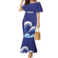 Japan Pacific Rugby Custom Mermaid Dress Go Sakura Japanese Wave Pattern LT9 Women Blue - Polynesian Pride