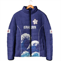 Japan Pacific Rugby Custom Padded Jacket Go Sakura Japanese Wave Pattern - Polynesian Pride