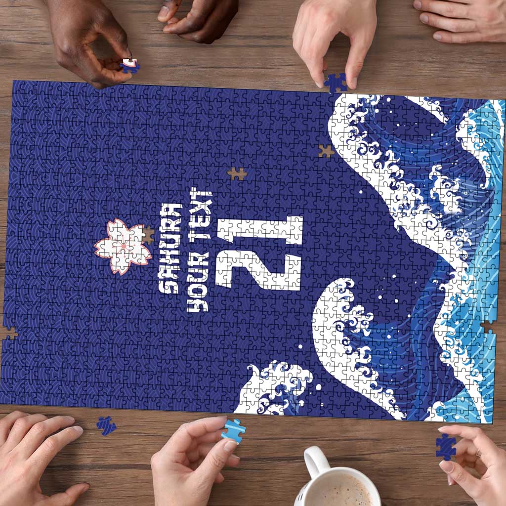 Japan Pacific Rugby Custom Puzzle Go Sakura Japanese Wave Pattern - Polynesian Pride
