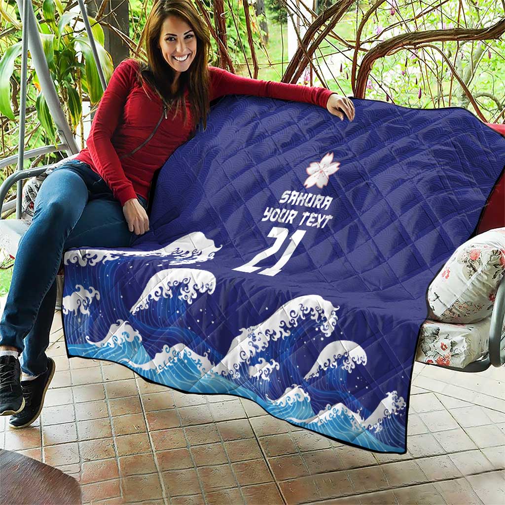 Japan Pacific Rugby Custom Quilt Go Sakura Japanese Wave Pattern