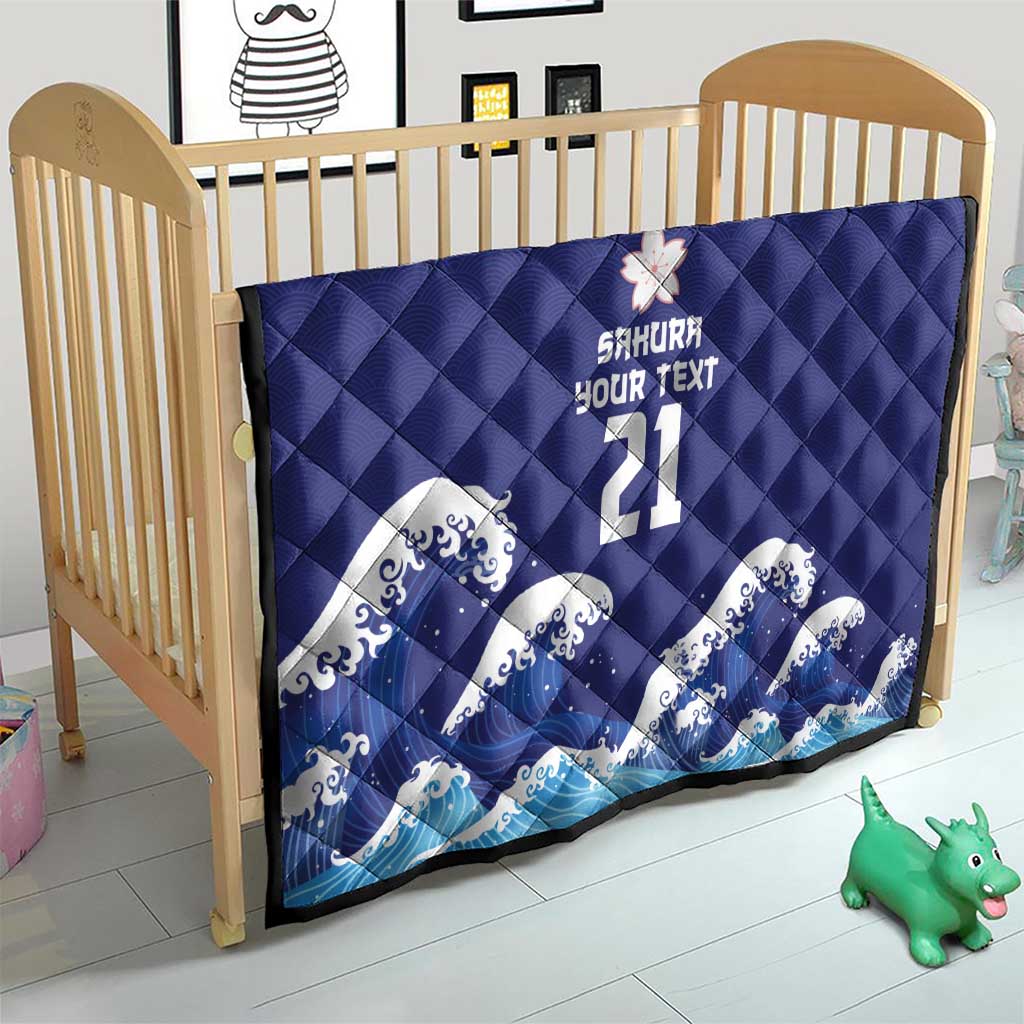 Japan Pacific Rugby Custom Quilt Go Sakura Japanese Wave Pattern