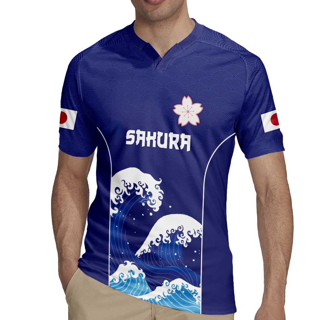 Japan Pacific Rugby Custom Rugby Jersey Go Sakura Japanese Wave Pattern