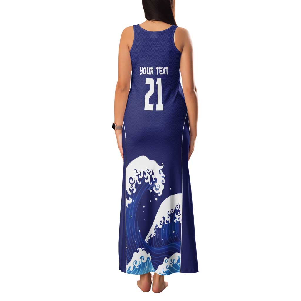 Japan Pacific Rugby Custom Tank Maxi Dress Go Sakura Japanese Wave Pattern LT9 - Polynesian Pride