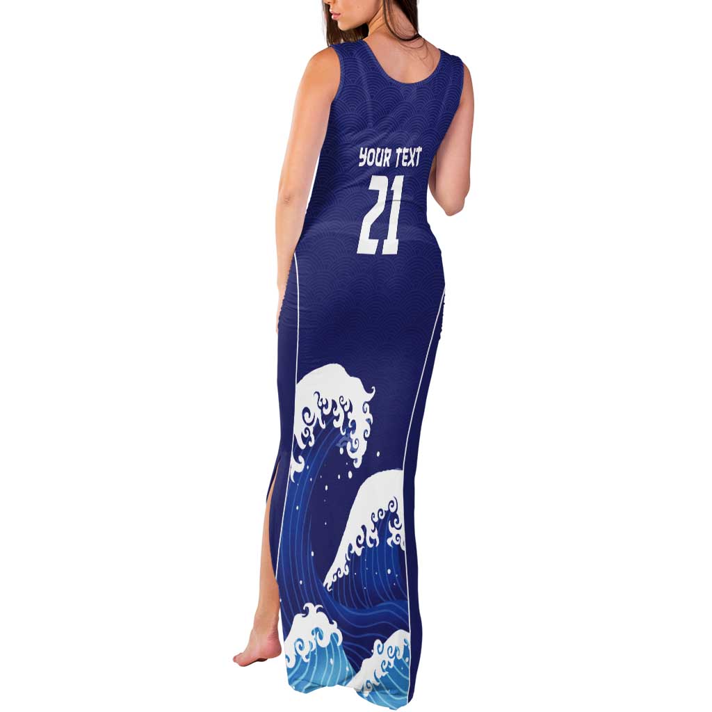 Japan Pacific Rugby Custom Tank Maxi Dress Go Sakura Japanese Wave Pattern LT9 - Polynesian Pride