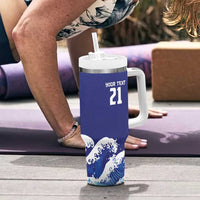 Japan Pacific Rugby Custom Tumbler With Handle Go Sakura Japanese Wave Pattern