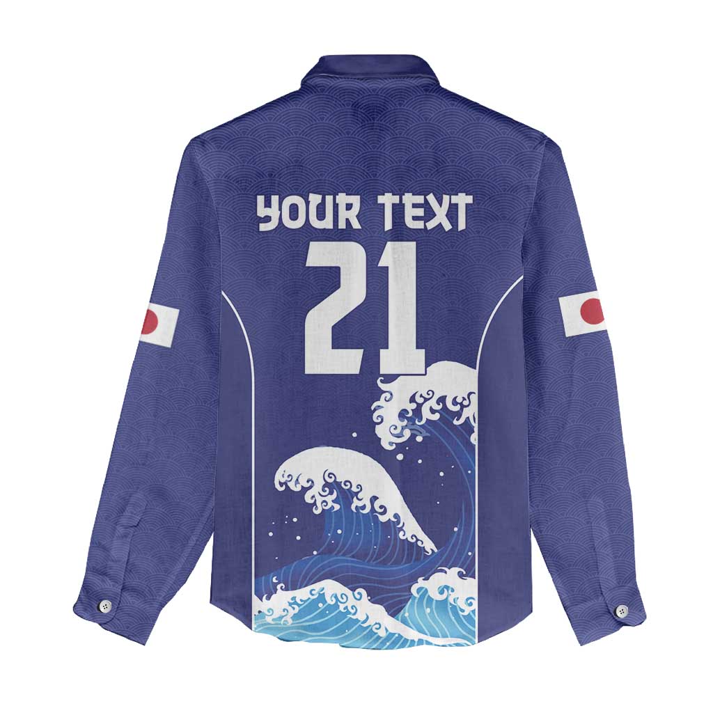 Japan Pacific Rugby Custom Women Casual Shirt Go Sakura Japanese Wave Pattern