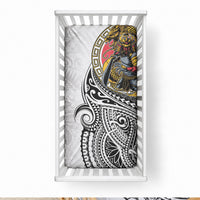 Japanese Samurai Warrior Baby Bed Cover White Polynesian Tattoo Style LT9 28 × 52 in White - Polynesian Pride