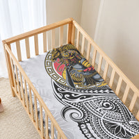 Japanese Samurai Warrior Baby Bed Cover White Polynesian Tattoo Style LT9 - Polynesian Pride