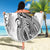 Japanese Samurai Warrior Beach Blanket White Polynesian Tattoo Style