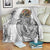Japanese Samurai Warrior Blanket White Polynesian Tattoo Style