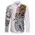 Japanese Samurai Warrior Family Matching Off Shoulder Maxi Dress and Hawaiian Shirt White Polynesian Tattoo Style