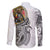 Japanese Samurai Warrior Family Matching Off Shoulder Maxi Dress and Hawaiian Shirt White Polynesian Tattoo Style