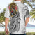 Japanese Samurai Warrior Hawaiian Shirt White Polynesian Tattoo Style