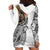 Japanese Samurai Warrior Hoodie Dress White Polynesian Tattoo Style