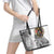 Japanese Samurai Warrior Leather Tote Bag White Polynesian Tattoo Style