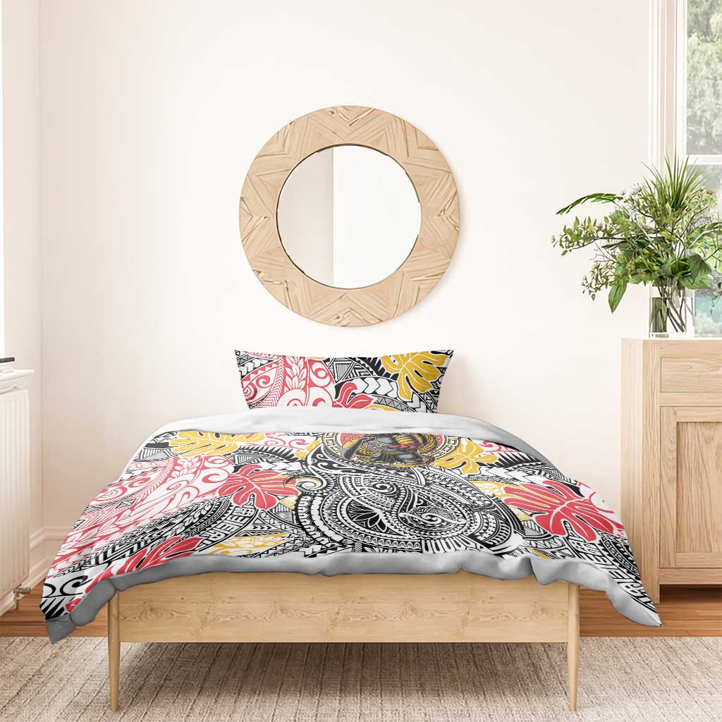 Japanese Samurai Warrior Bedding Set Colorful Polynesian Tattoo Style