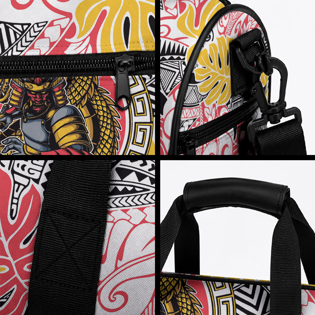 Japanese Samurai Warrior Duffle Bag Colorful Polynesian Tattoo Style LT9 - Polynesian Pride