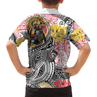 Japanese Samurai Warrior Family Matching Long Sleeve Bodycon Dress and Hawaiian Shirt Colorful Polynesian Tattoo Style LT9 - Polynesian Pride