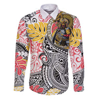 Japanese Samurai Warrior Family Matching Puletasi and Hawaiian Shirt Colorful Polynesian Tattoo Style