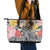Japanese Samurai Warrior Leather Tote Bag Colorful Polynesian Tattoo Style