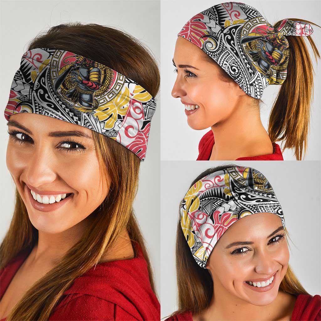 Japanese Samurai Warrior Neck Gaiter Colorful Polynesian Tattoo Style - Polynesian Pride