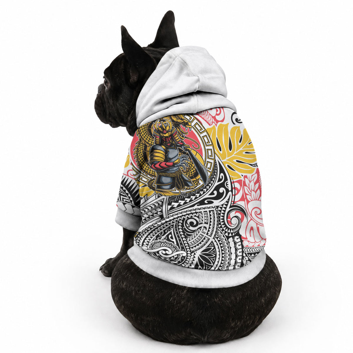 Japanese Samurai Warrior Pet Hoodie Colorful Polynesian Tattoo Style LT9 - Polynesian Pride