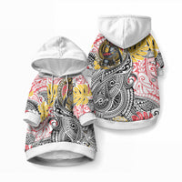 Japanese Samurai Warrior Pet Hoodie Colorful Polynesian Tattoo Style LT9 Pullover White - Polynesian Pride