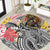 Japanese Samurai Warrior Round Carpet Colorful Polynesian Tattoo Style