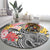 Japanese Samurai Warrior Round Carpet Colorful Polynesian Tattoo Style