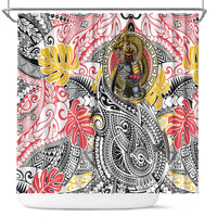 Japanese Samurai Warrior Shower Curtain Colorful Polynesian Tattoo Style LT9 White - Polynesian Pride